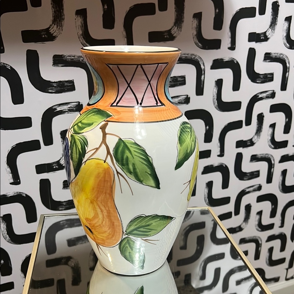 Vibrant Ceramic Vase with Fruit Motif